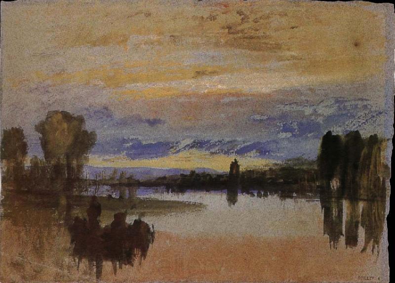 Joseph Mallord William Turner Sunset near the lake Spain oil painting art